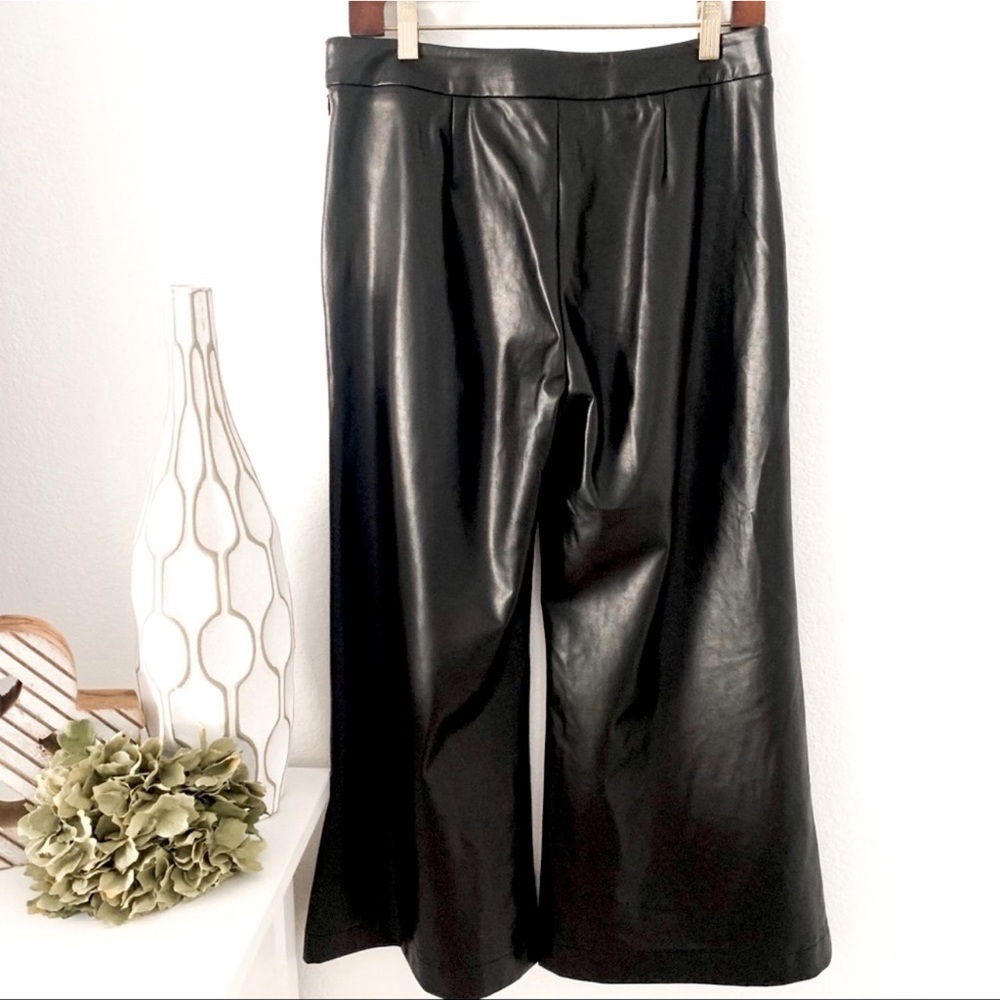 Allen Schwartz Vegan Leather Flare Ankle Black Pant Size 6 — image 2 of 8